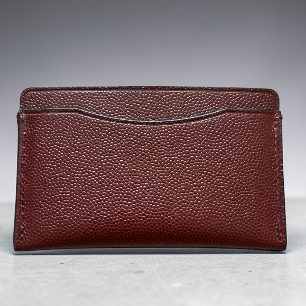 Coach Pebbled Leather Slim Card Case Wallet Red Currant Minimalist LuxuryNEW NWT - Picture 3 of 7